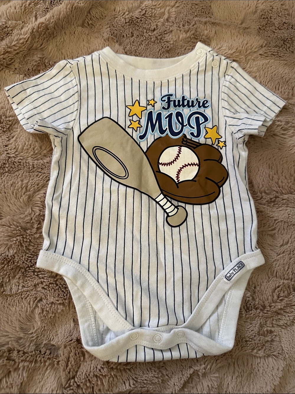 Future MVP Baseball Stripe Baby One-Piece Bodysuit, 0-3 months